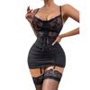Lace  Romper Sheer Underwear Bodycon Skirt With Thong And Stockings Bodystockings