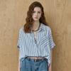 MAXZA Soft Cotton Blend Loose Fit Stripe Shirt Blouse Ze07qb004nh