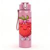 1PC Strawberry Fruit Cartoon Character Print 750ml Color Plastic Sports Water Bottle Leakproof Flip Straw Lid Suitable for Sports Office Home Use