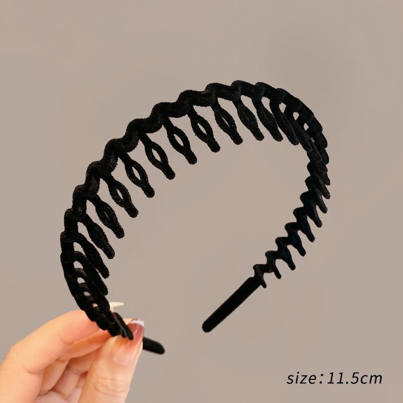 Fashion Rhinestone Flocking Bezel Hair Hoops for Women Ladies Solid Color Toothed Non-Slip Headband Hair Band Hair Accessories