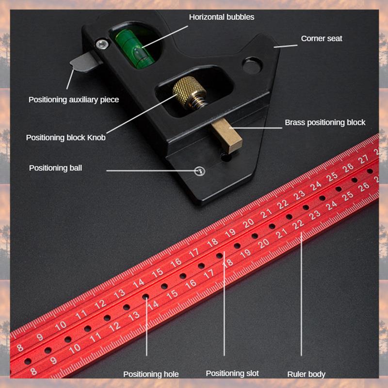 

2025 Trend Gauges Heavy Duty High-Precision Woodworking Square Angle Ruler 40Cm Long Movable Angle Ruler