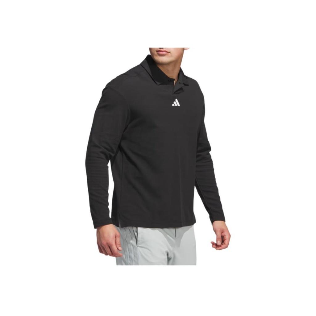 adidas Polo de Punto de Manga Larga Holgado de Color Sólido para Hombre tops Negro JN3038