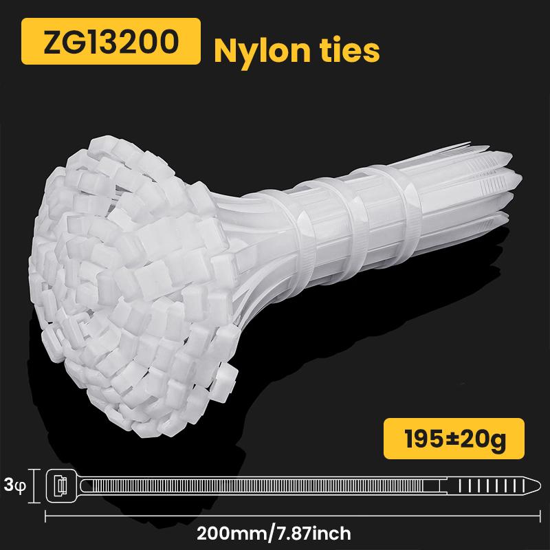

100/200g Self-locking plastic nylon tie white Zip wraps strap nylon cable tie set fastening ring Loop Wire Wrap For Home