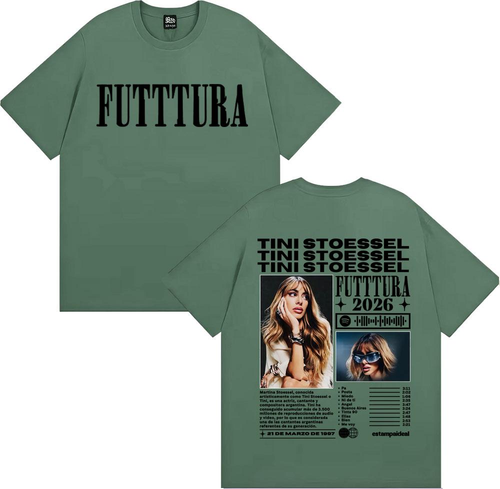 Singer Tini Stoessel Futtura 2026 Tour Merch T-shirts Men Women Harajuku Hip Hop Vintage T Shirt Casual Cotton Oversized T-shirt