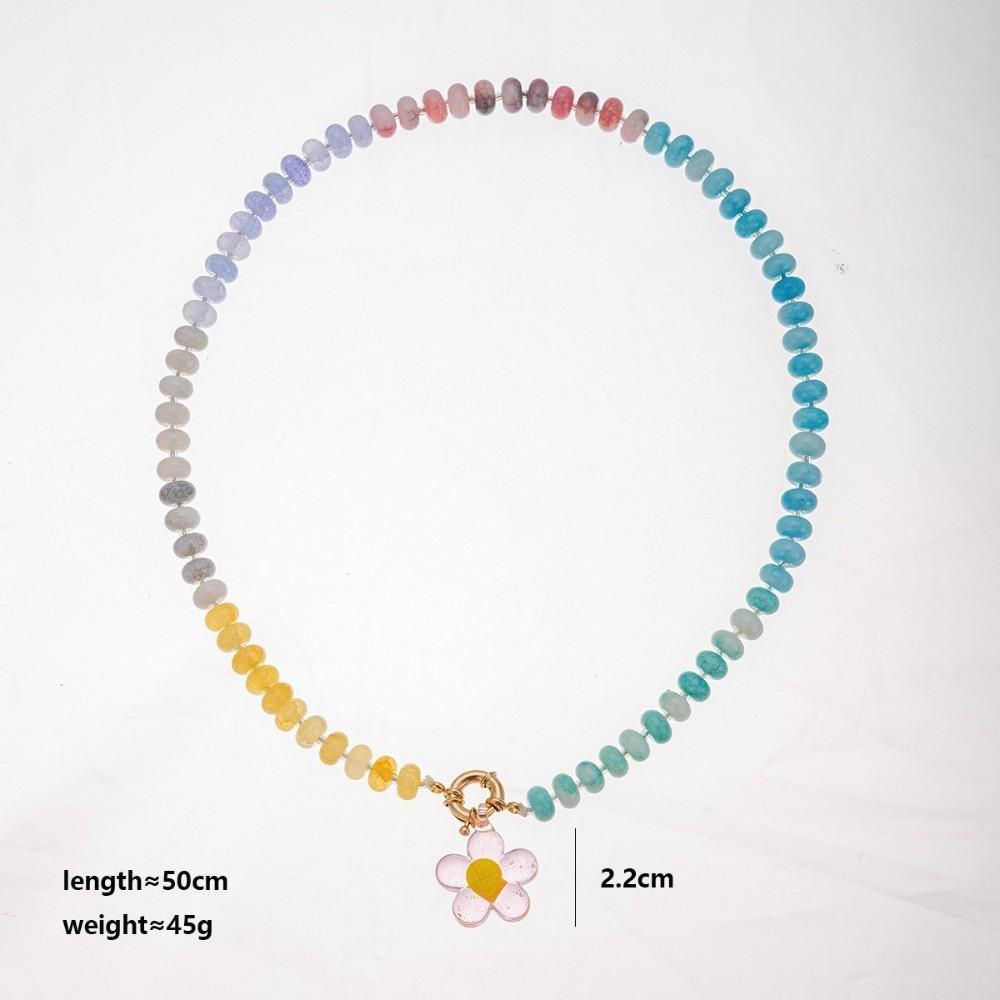 Bohemian Rainbow Beaded Necklace Ocean Style Choker Necklace New Flower Pendant Necklace  Jewelry