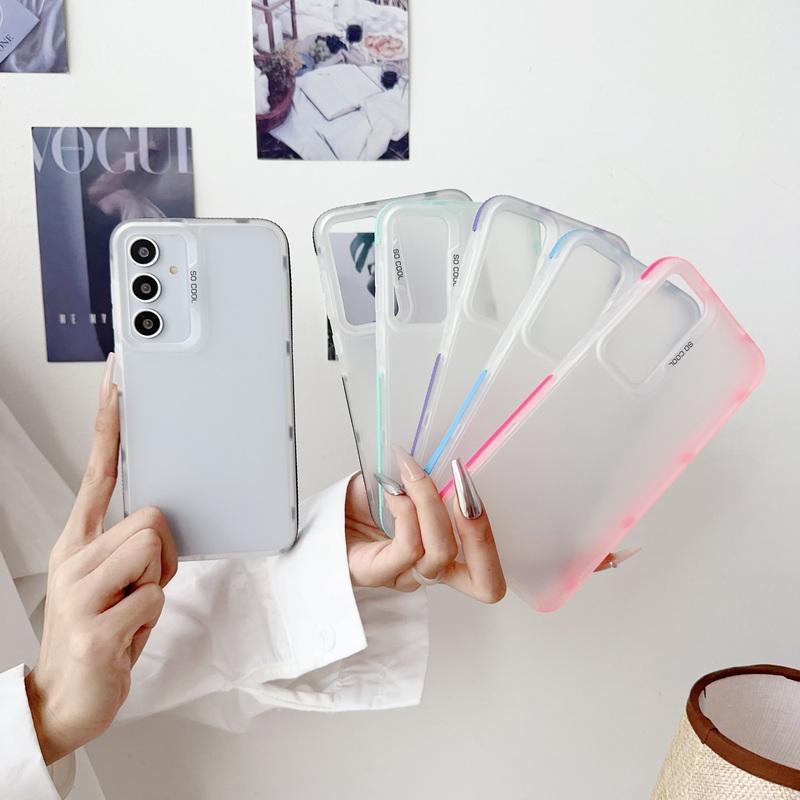 Módní Průhledné Matné Jednobarevné Pouzdro pro Samsung S24 Ultra Plus S23 S21 Fe A55 A35 A34 A25 A15 A14 5g Měkké TPU Vše Zahrnující Nárazuvzdorný Kryt