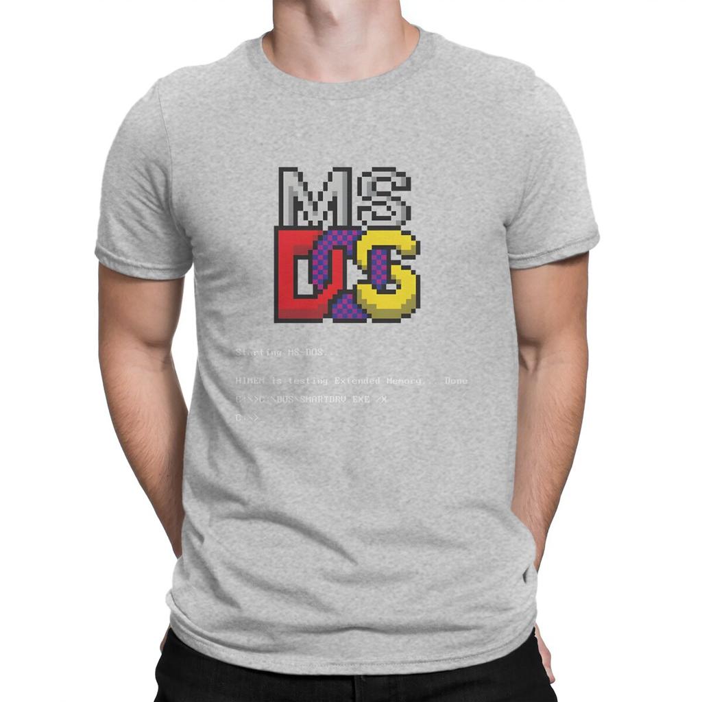 Elegant T-Shirt for Men MS-DOS Funny Cotton Tee Shirt Round Collar Short Sleeve T Shirt Printed Clothes
