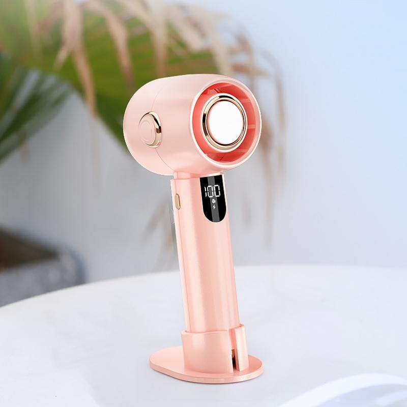 New High Speed Powerful Fan Usb Smart Display Mini Handheld Fan Portable Rechargeable Turbo Small Fan Pocket Desktop Small Electric Fan