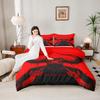 Red Demon Horned Skull Streetwear Duvet Cover Set with Two Pillowcases for Kids Bedroom Bedding