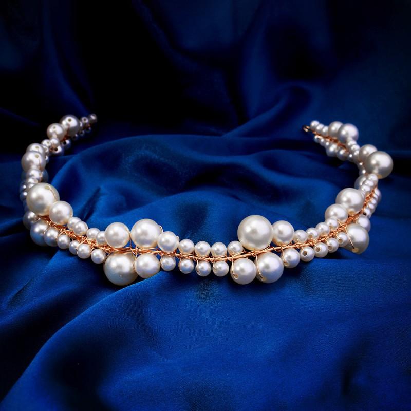 

Small Crowd Light Luxury Sweet Pearl Soft Hair Band Hand-knitted Imitation Wedding Banquet Makeup Bride Headband