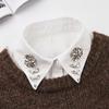 Diamond Fake Collar Shirt Women False Collar Blouse Woman Fake Jeans Detachable Half Shirt Collar Remoable Faux Col Tie