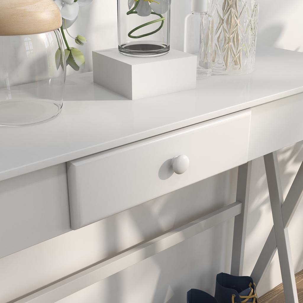 Mesa Consola Mesa de Entrada Con 1 Cajón + 1 Estante Dim. 100L X 30A X 81A Cm En Madera Blanco