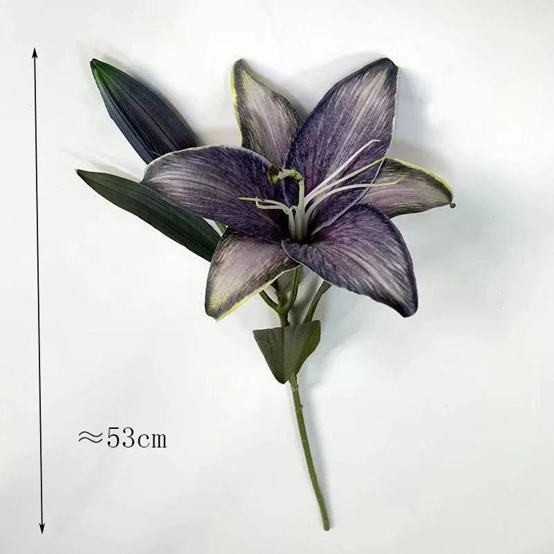 Artificial Plants Ornament Premium Lily Artificial Flower Living Room TV Cabinet Dining Table Vase Flower Arrangement Decoration