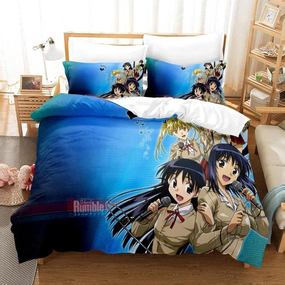 3D-Druck Anime Kawaii School Rumble Bettwäscheset Einzelbett Twin Full Queen King Size Bettset Erwachsener Kind Schlafzimmer Bettbezugsets