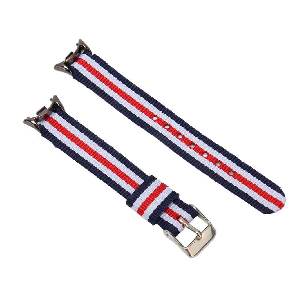 Sport Strap Canvas Sport Band Adjustable Vintage Watch Strap Compatible for Mi Band 8 3 Stripes