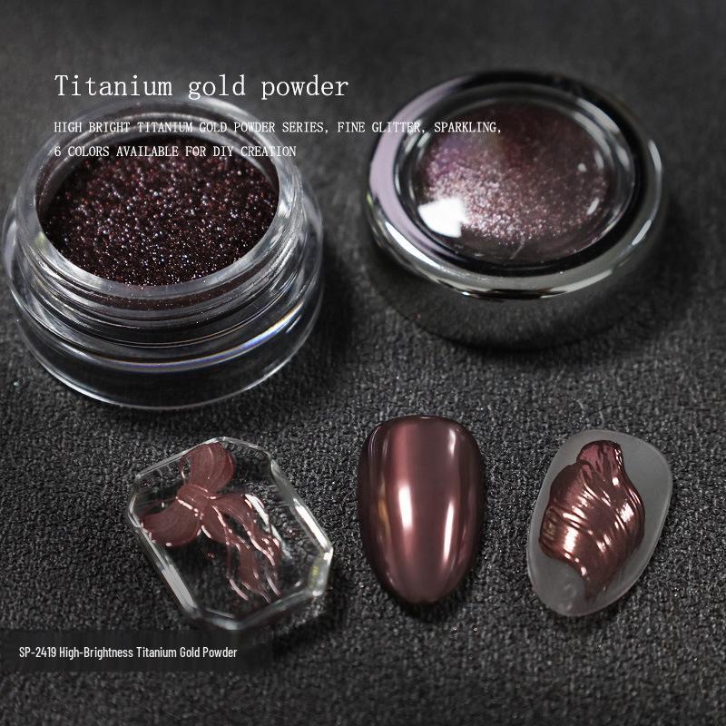 

Металлический зеркальный титановый золотой порошок для ногтей - Глиттер цвета сушеной розы для осени и зимы.