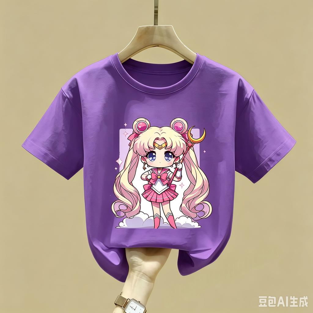Maglietta Sailor Moon Bambini Ragazza Ragazzo Vestiti Estivi Neonato Cotone Magliette Stampa Manica Corta Top Bambini Toddler Anime Magliette Regalo