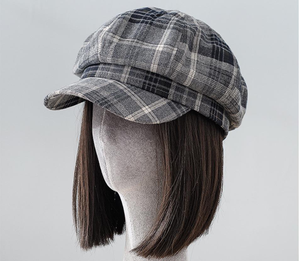 

Women s Retro Plaid Beret: British Style Painter Hat, Fashion Duckbill Cap, Street Dance Ivy Cap, Small Face Design. M (56-58cm)