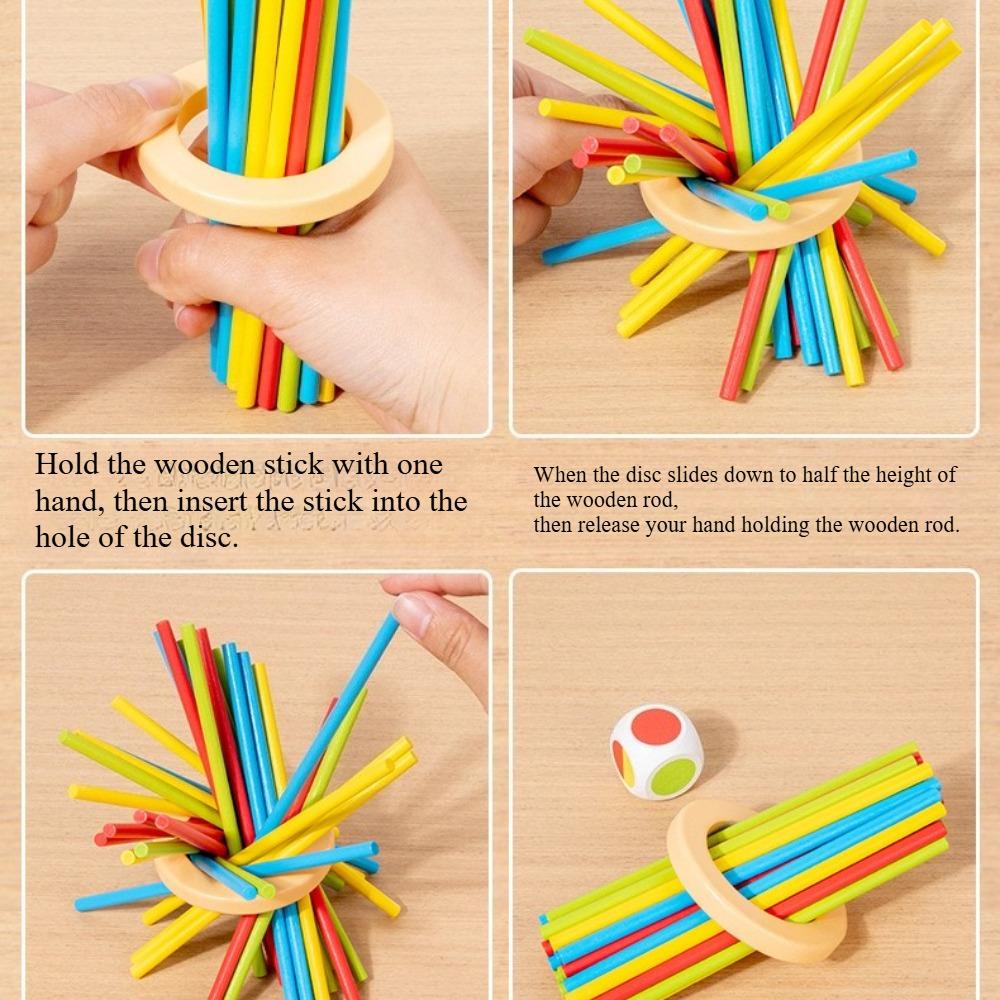 Early Education Wooden 3-in-1 Stick Game Color Cognition Parent-Child Board Game Concentration Balance ToyToy MHWJ-MMM0078