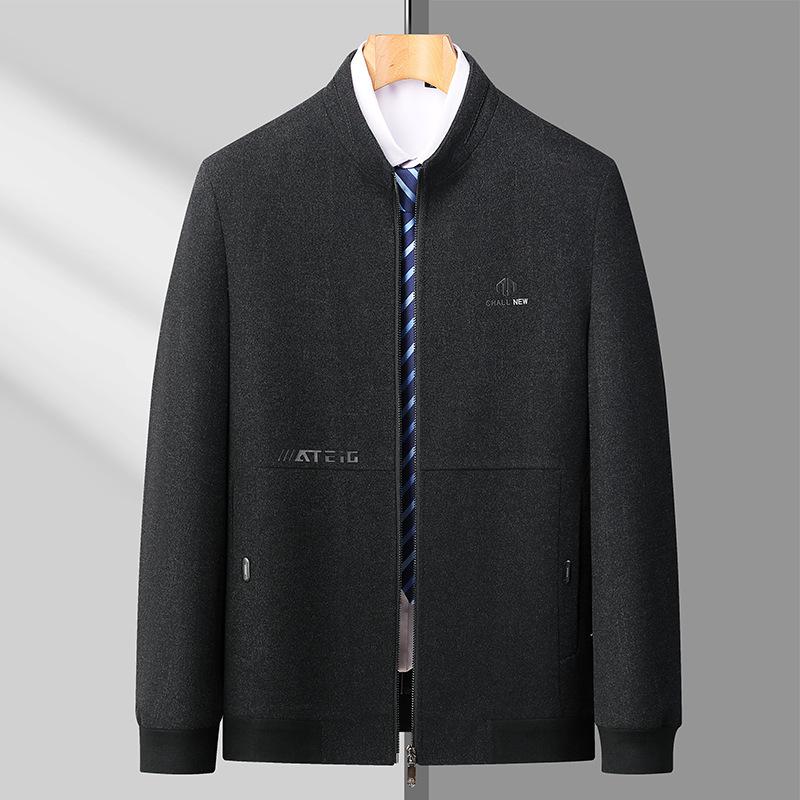 

Мужская куртка со стойкой воротником осень и зима новая средняя и легкая деловая куртка однотонная куртка папы руководителя мужская повседневная 175 (weight 95-57.5 kg)