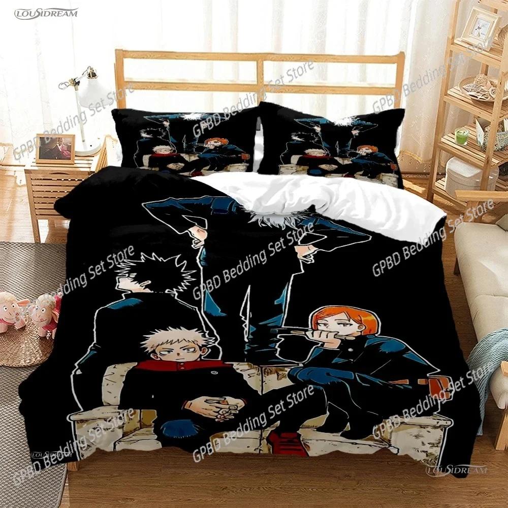 Cartoon Anime Jujutsu Kaisen Duvet Cover Comforter Bedding Set Soft Quilt Cover and Pillowcas for Teens Single Double Queen King