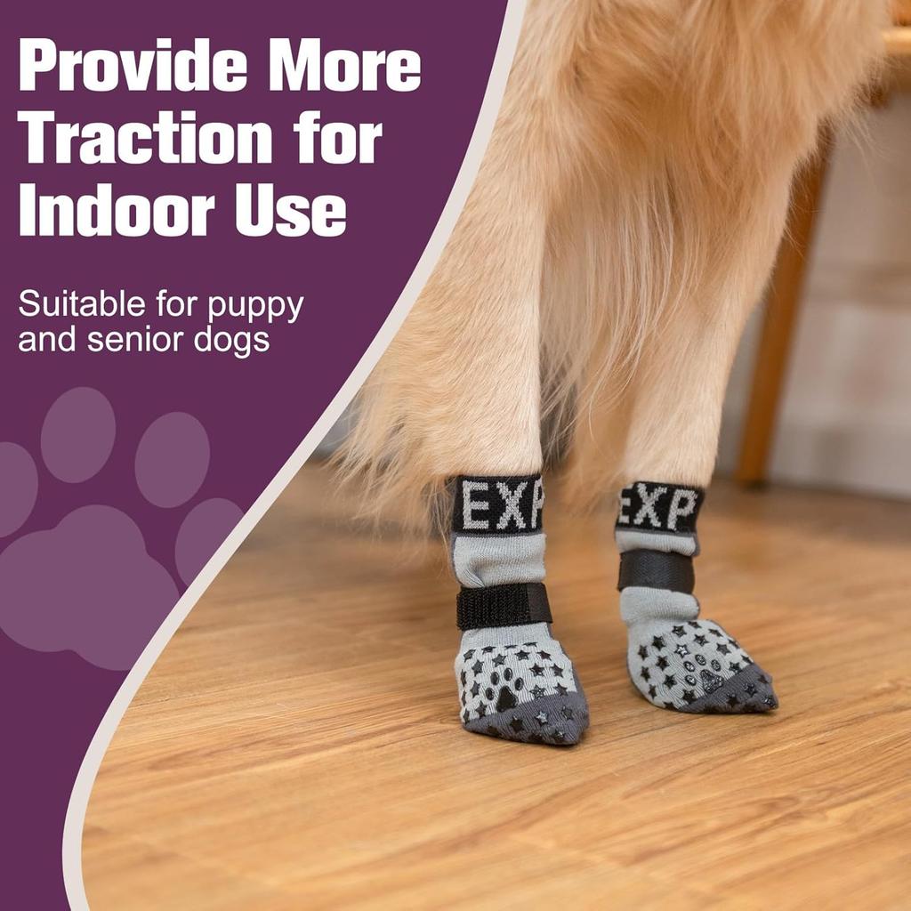 EXPAWLORER Anti Slip Dog Socks To Prevent Licking Paws - Dog Shoes for Hot Pavement, Dog Booties for Hardwood Floors, Dog Boots & Paw Protectors with