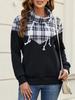 Autumn New Women's Top Printed Long Sleeved Patchwork Round Neck Hooded Pocket Sweatshirt for Women