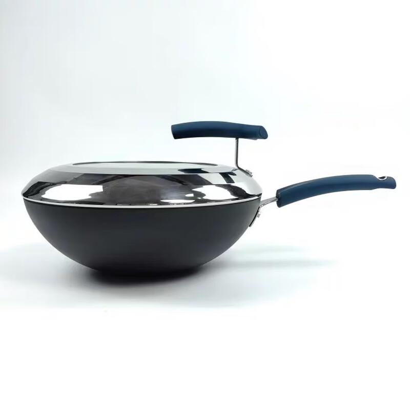 Chui Da Huang Ultralight 32cm Non-Coated Flat-Bottom Iron Wok Set