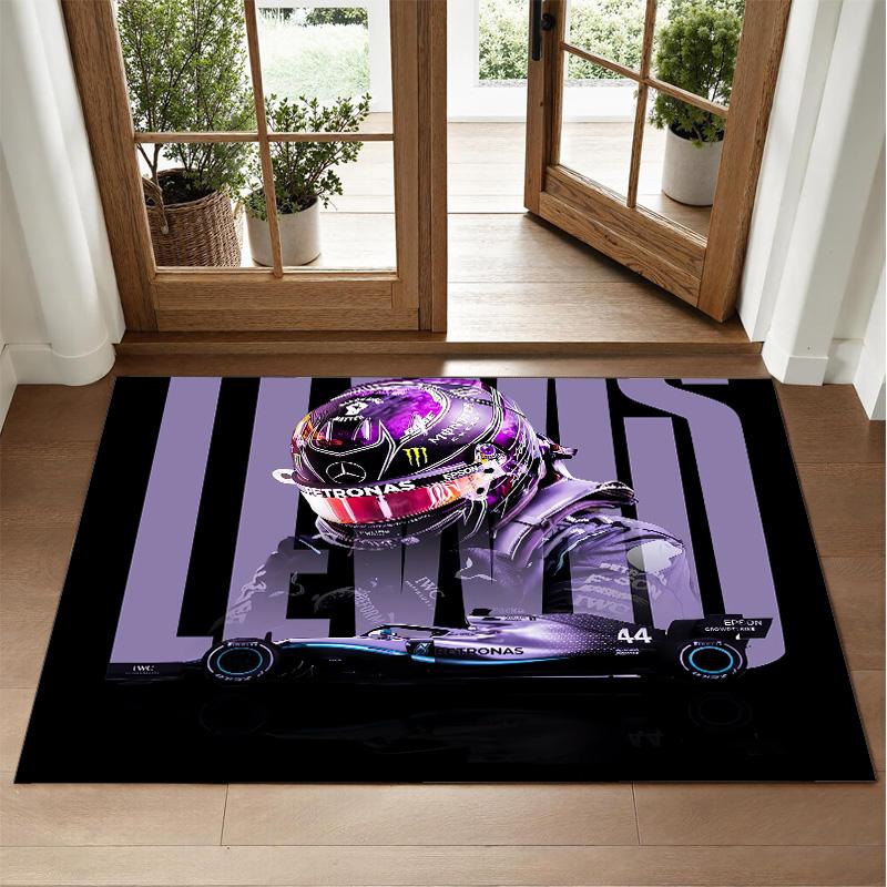 Lewis Hamilton Design Crystal Velvet Rug Soft Decorative Mat for Bedroom Entrance