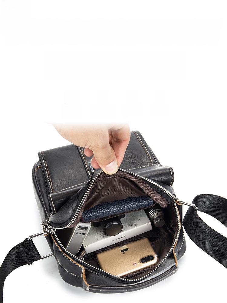 Captain Niu Men's Genuine Leather Crossbody Bag - Trendy, Casual, and Multifunctional