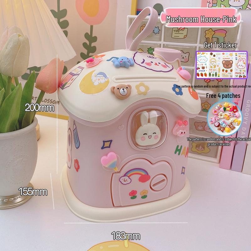 2023 Cute Mushroom House Money Box Cartoon Piggy Bank for Children
