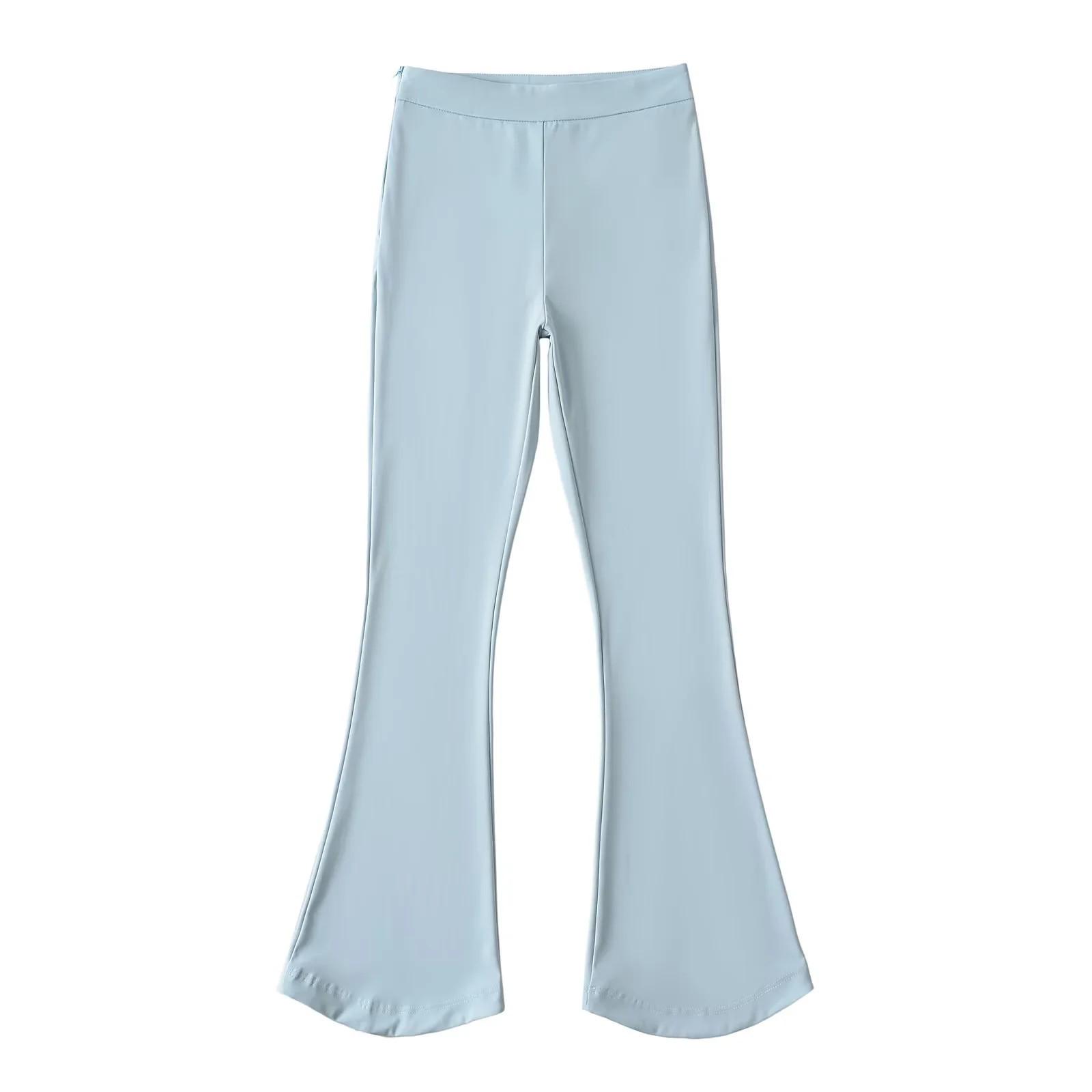 

Трендовые брюки клеш с высокой посадкой и пикантной расклешенной штаниной, с боковой молнией – женские повседневные брюки в уличном стиле Medium синий