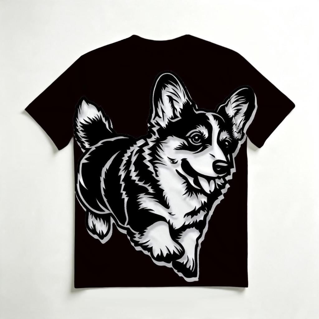 Men's Crew Neck 3D Print T-Shirt, Cute Corgi Dog Graphic Casual Short Sleeve Tee