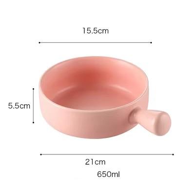 Factory Direct Sell Color Glazed Matte Nordic Baking Bowl Noodle Salad Bowl Ceramic Bowl With Handle
