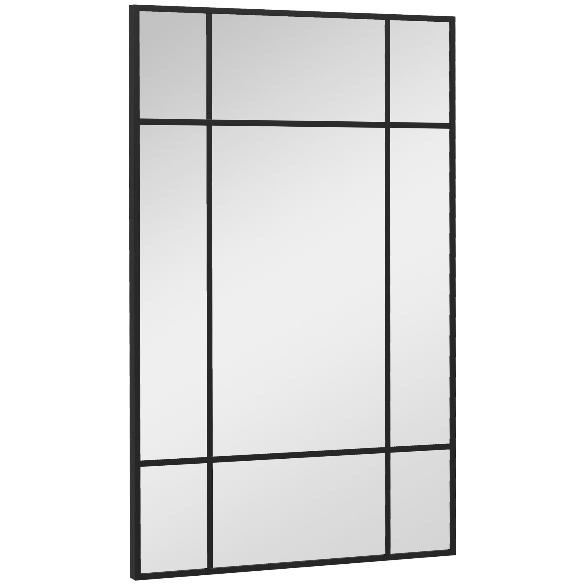 Miroir Mural Miroir Décoratif Avec Cadre en Métal Rayures Noires Verre Multi-couches 90L X 2P X 60H Cm