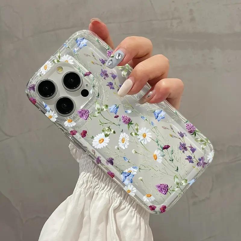 Flower Printed Simple Transparent Phone Case For iPhone 17 16 15 14 13 12 11 Mini Pro Max X XR 8 7 Plus SE 2 Soft Back Cover