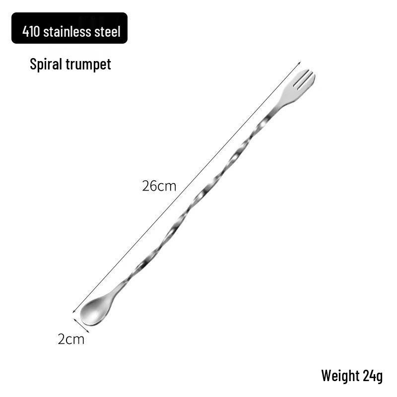304 Stainless Steel Double-Ended Long Handle Cocktail Bar Spoon