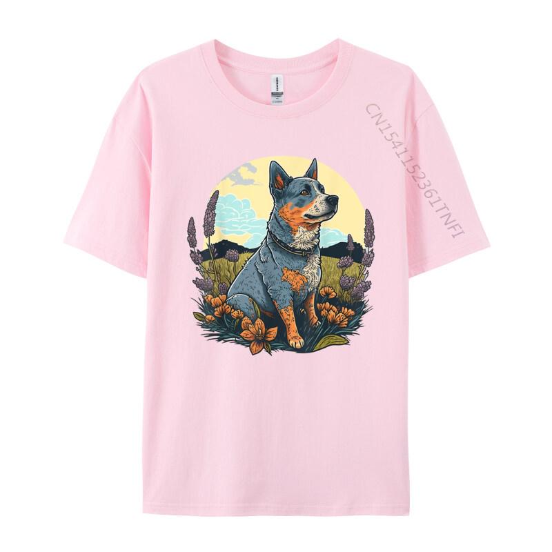 Cute Blue Heeler Dog Tshirt Kawaii Goth Printed On T Shirts Shirt For Men New Coming Cotton Slim Fit Tshirts