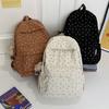 Schoolbag1011 New Textured Student School Bag Corduroy Bow Niche Versatile Backpack Large Capacity Commuter Backpack