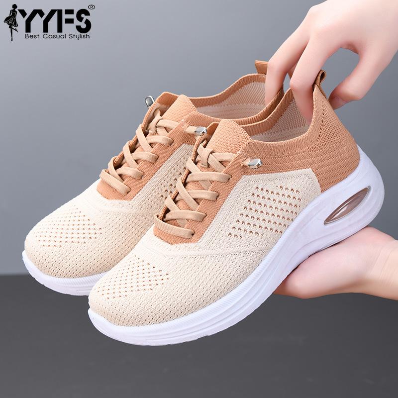 Shoes for Women 2025 New Style Women's Shoes Casual Lace-up Socks Mesh Shoes Soft Sole Sports Shoes for Women