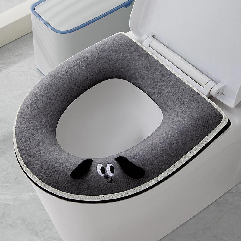 Toilet seat zipper seat cushion thickened winter toilet seat cover cushion embroidered pattern toilet cover 37*43
