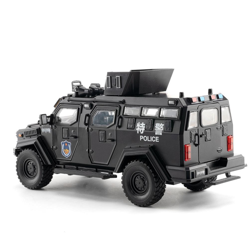 1:24 Model Sword Toothed Tiger Armored Toy Cars Alloy Diecast Police Cars Sound Light Doors Opened Military Vehicles Kids Gifts