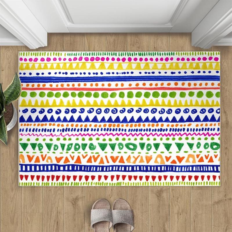 Bohemian Style Door Mat Multicolor Geometric Pattern Welcome Rug Soft Non-Slip Home Decor Carpet Living Room Entrance Doormat