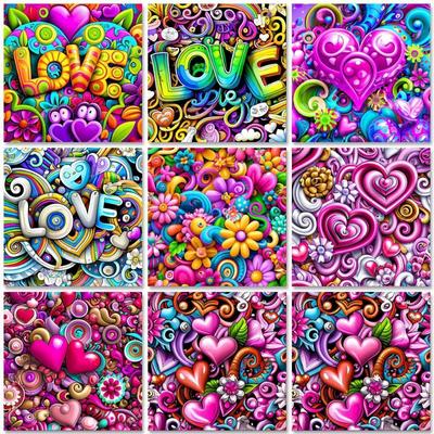 Love Colorful Diy Diamond Painting Landscape Full Drills Embroidery Mosaic Scenery Handmade Home Decor