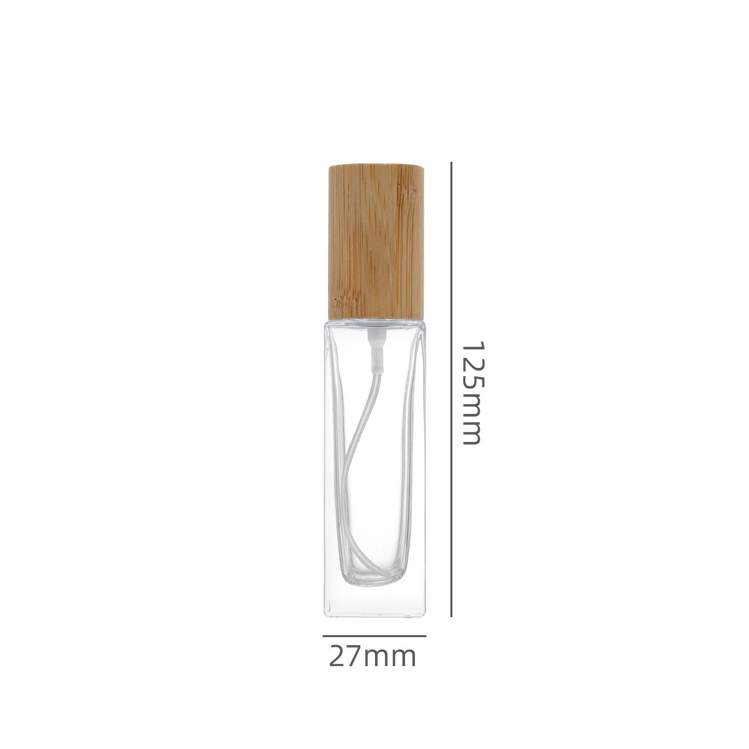 Luxury Travel-Sized Transparent Glass Perfume Bottle with Wooden Cap