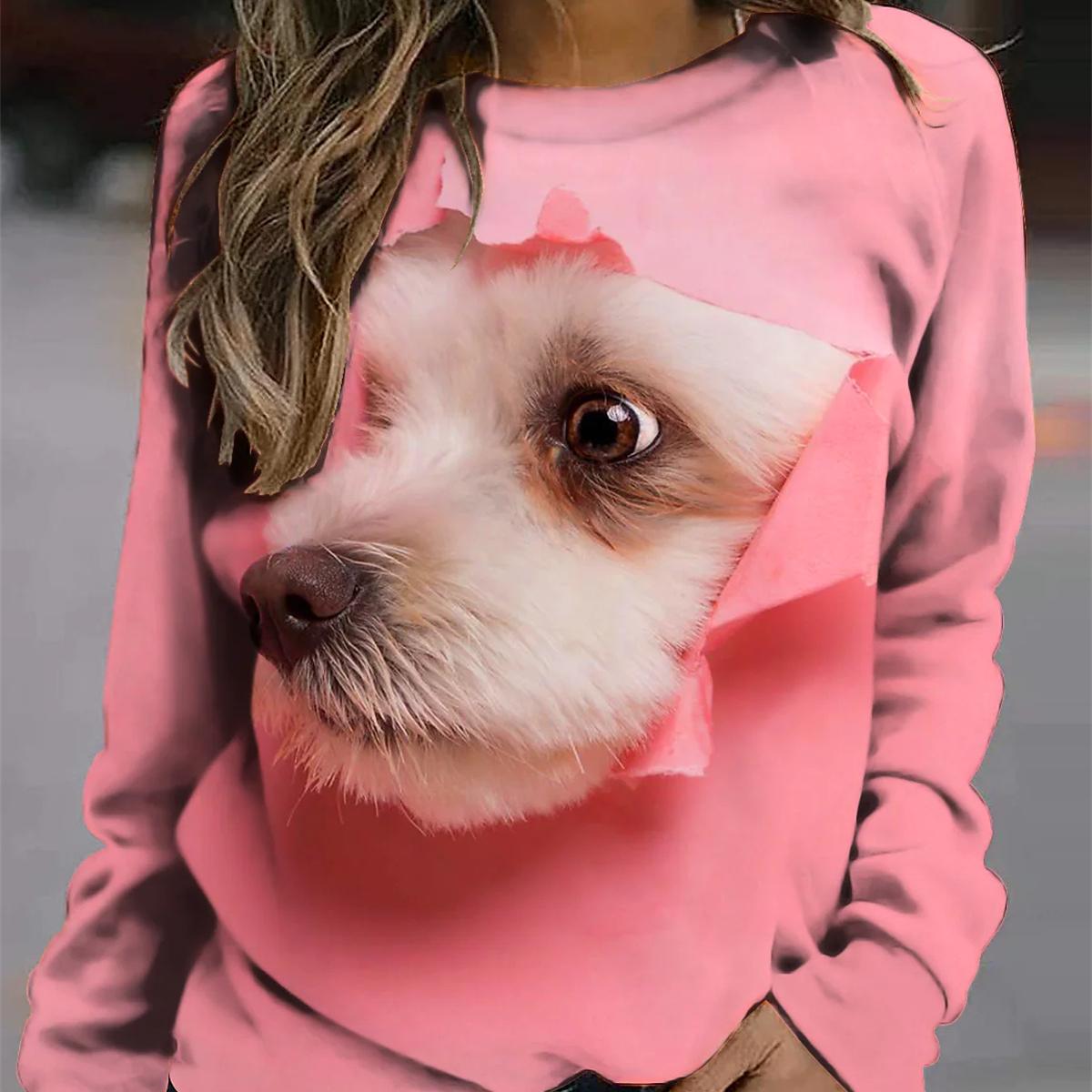 

Женский свитер с принтом кошки и собаки, повседневный спортивный 3D-принт, активный уличный шикарный свитер с капюшоном, черная женская футболка Crew M