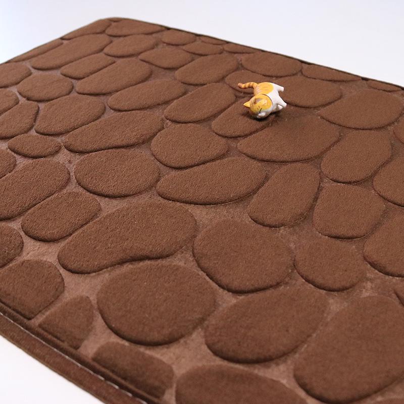 Coral Fleece Cobblestone Embossed Bath Mats - Absorbent, Simple Solid Color Door Mats
