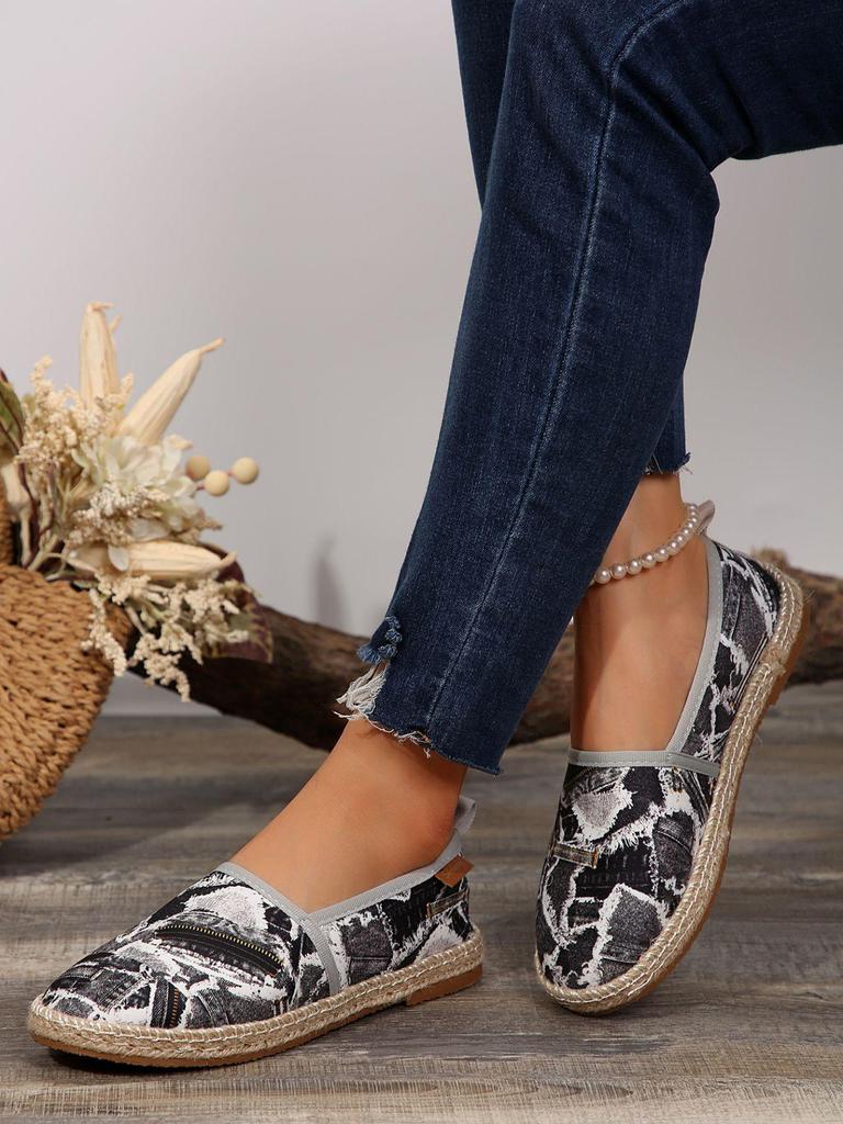 Übergröße Damen Europäische/Amerikanische Canvas Slipper mit Hanfseil, Rundzehendesign