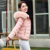 New short women's cotton-padded jacket with big fur collar and hooded short slim-fitting thin down cotton-padded jacket for women