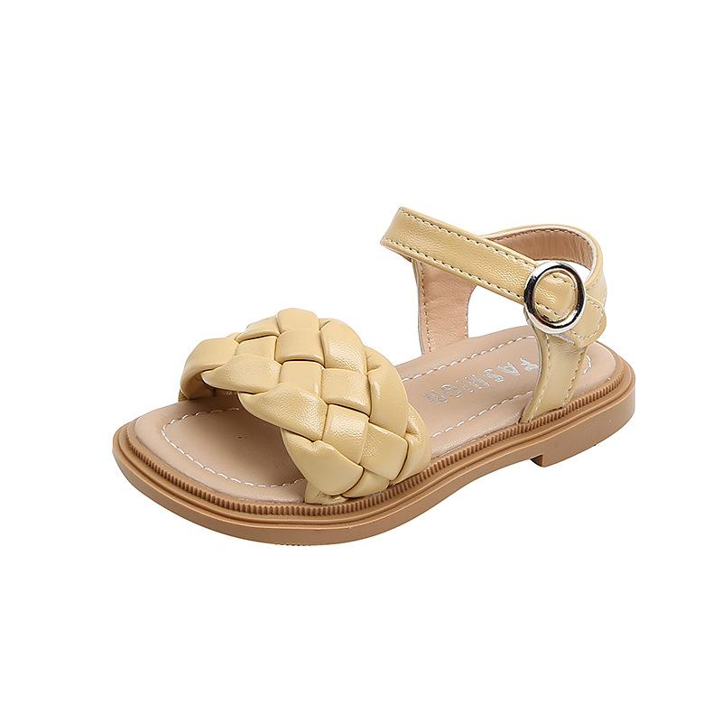 

New Summer Sandals for Girls, Fashionable Beach Shoes, Solid Color Woven Shoes, Breathable Baby Shoes, Summer Children s Shoes 21Inner Length13.5cm жёлтый